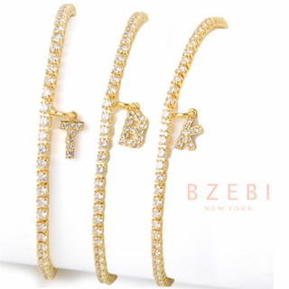 BZEBI กําไลข้อมือ สร้อยข้อมือ กลวง โซ่ จี้ตัวอักษร A-Z 26 ตัวอักษร สีทอง แฮนด์เมด หรูหรา สําหรับผู้หญิง 1268b