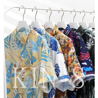 【kin】เสื้อเชิ้ตฮาวาย แขนสั้น ลําลอง แฟชั่นสําหรับผู้ชาย