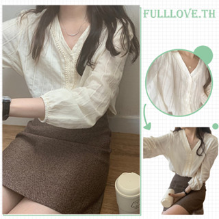 Fulllove เสื้อเชิ้ตแขนยาว ผ้าชีฟอง ทรงหลวม สไตล์เกาหลี สําหรับผู้หญิง