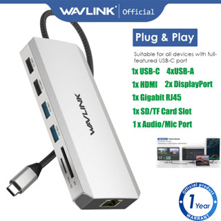 Wavlink อะแดปเตอร์ฮับ USB C 12-IN-1 พร้อม 4K HDMI 4K DP 100W PD IN 5Gbps USB3.0 สําหรับแล็ปท็อป