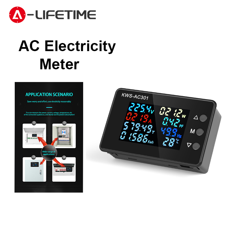 AC 50-300V Wattmeter Power Meter โวลต์มิเตอร์แรงดันไฟฟ้า 50-60HZ Power Analyzers LED AC ไฟฟ้า 0-20/1