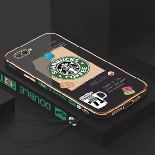 เคสโทรศัพท์มือถือ ลายการ์ตูน Starbucks พร้อมสายคล้อง สําหรับ Oppo A7 A5S A12 A9 2020 A5 2020 A72 5G A73 2022 F17 A1K A71