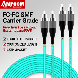 Ampcom OM3 FC-FC UPC 50/125 สายเคเบิลจัมเปอร์ไฟเบอร์ออปติก รองรับการปรับแต่ง หลายโหมด