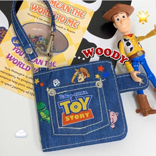 กระเป๋าสตางค์ ผ้ายีน ปักลาย Toy Story สไตล์อเมริกันเรโทร y2k กระเป๋าสตางค์ผู้ถือบัตร ผ้ายีน  แบบพกพา