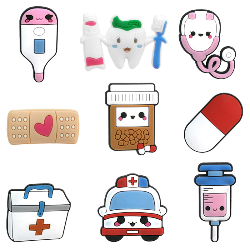 The Medical Care Series รองเท้า Charms อุปกรณ์เสริม PVC พร้อมปุ่ม