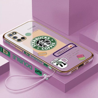 เคสโทรศัพท์มือถือ ลายการ์ตูน Starbucks พร้อมสายคล้อง สําหรับ Oppo A96 A36 A36 A76 A16K A16E F17 pro A16 A52 A92 A97