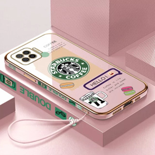 เคสโทรศัพท์มือถือ ลายการ์ตูน Starbucks พร้อมสายคล้อง สําหรับ Oppo RENO 8T 4G A1pro A74 5G A77 A77S