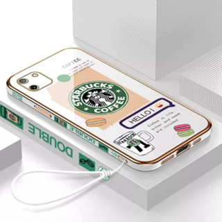 เคสโทรศัพท์มือถือ ลายการ์ตูน Starbucks พร้อมสายคล้อง สําหรับ realme C15 realme C12 realme C25 realme C25S realme 7i realme C17