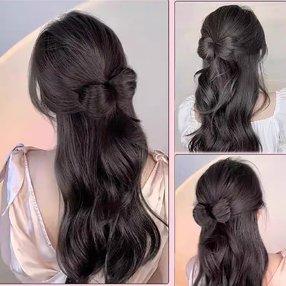 Y2k วิกผมหางม้า แบบถัก ประดับโบว์ สไตล์เจ้าหญิงโบราณ สําหรับผู้หญิง - รูปที่ 4