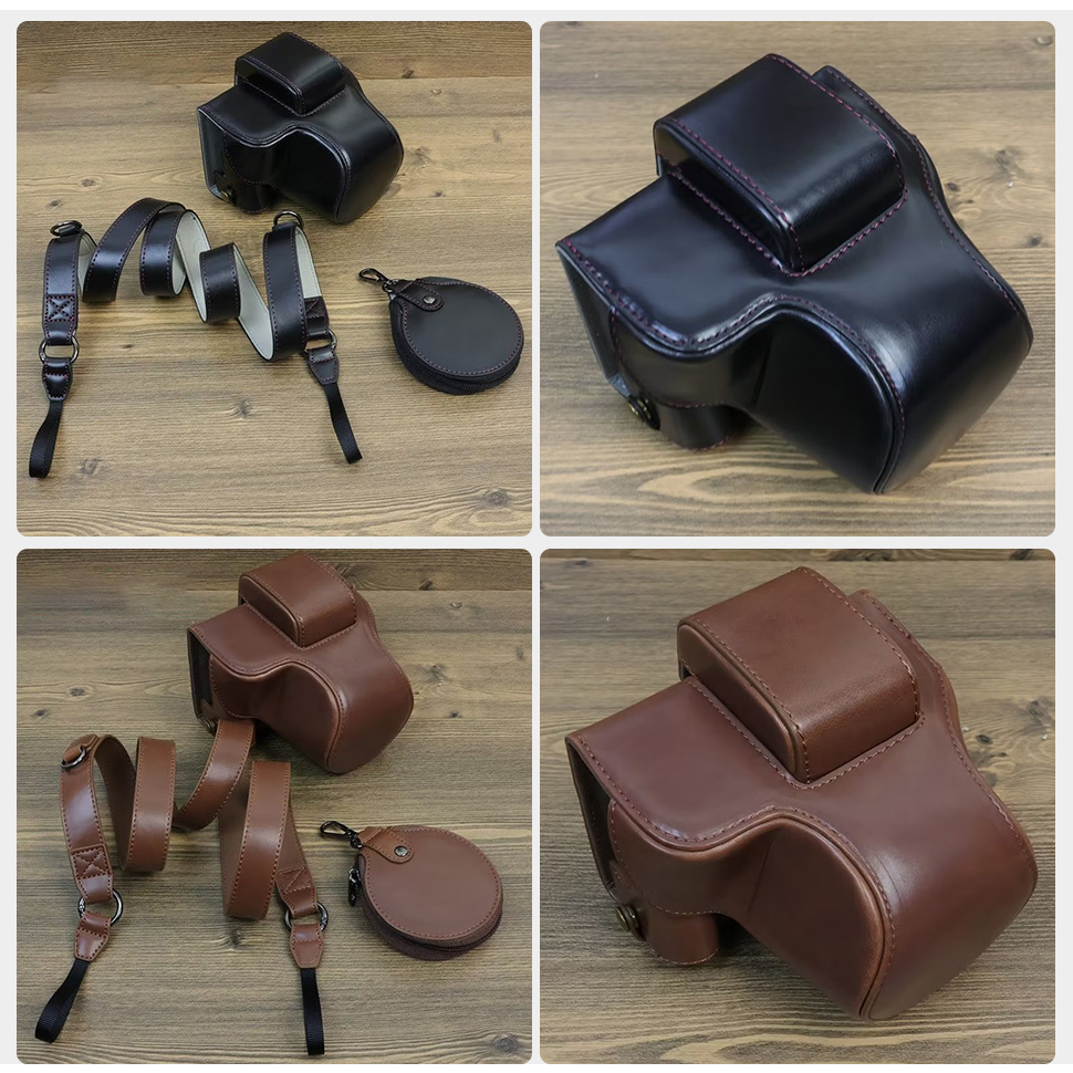 เคสกระเป๋าใส่กล้อง หนัง PU พร้อมสกรูขาตั้งกล้อง และสายคล้องไหล่ สําหรับ Canon EOS R50