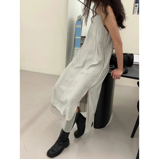 Small design loose splicing fake two Slip dress suspender dress Korean dress