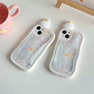 เคสป้องกันโทรศัพท์มือถือ มีทรายไหล กันกระแทก ลายการ์ตูนเป็ด สําหรับ Apple iPhone 14plus 14Promax 13 12Pro 11