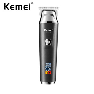 Kemei ปัตตาเลี่ยนตัดผมไฟฟ้า ไร้สาย 7000RPM หน้าจอ LCD แบบชาร์จไฟได้