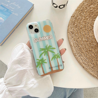 เคสโทรศัพท์มือถือ TPU ลายต้นมะพร้าว สําหรับ iPhone 14 Pro Max 13 Pro Max 12 Pro