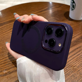 【Metal lens circle/Silicone soft case/Purple】เคส compatible for iPhone 12 13 14 pro max case