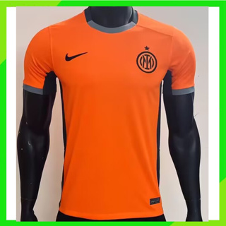 เสื้อกีฬาแขนสั้น ลายทีมชาติฟุตบอล Milan Orange Second Away Fan Edition 2023 2024 ชุดเหย้า