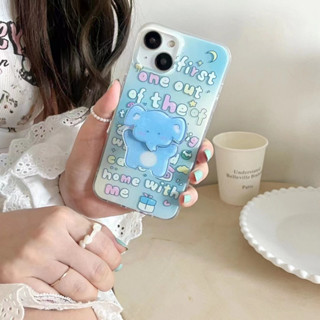 เคสโทรศัพท์มือถือ tpu แบบนิ่ม ลายช้างสีฟ้า สําหรับ iPhone 12pro 13pro 14 14promax 14pro