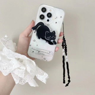 เคสโทรศัพท์มือถือแบบนิ่ม Tpu ลายแมวดํา สําหรับ iPhone 13promax 11 14 14promax 14pro 13pro 12promax