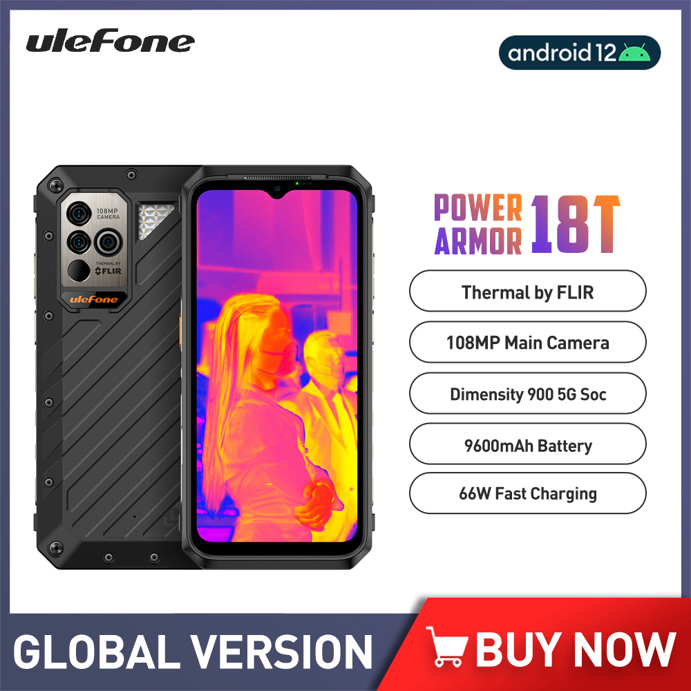 Ulefone เกราะพาวเวอร์ 18T 5G 12GB+256GB 9600mAh 900 กล้องถ่ายภาพความร้อน FLIR® สมาร์ทโฟน Global Version