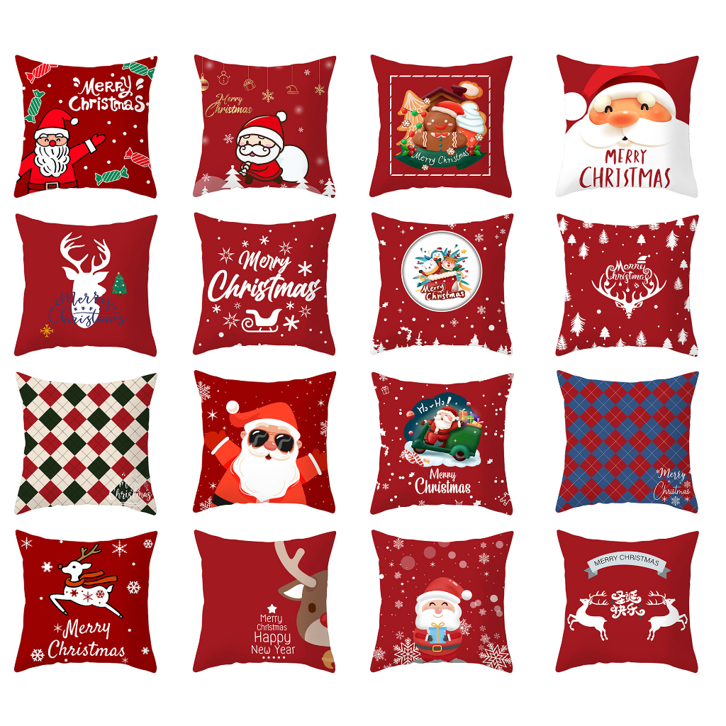 <COD> ปลอกหมอน ลายสุขสันต์วันคริสต์มาส ขนาด 60 × 60.45 × 45.40 × 40.ปลอกหมอนอิง สําหรับตกแต่งบ้าน โซฟา รถยนต์
