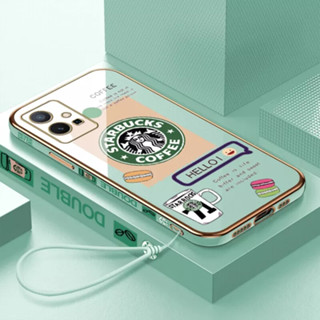 เคสโทรศัพท์มือถือ ลายการ์ตูน Starbucks พร้อมสายคล้อง สําหรับ Vivo V27 Vivo V27E Vivo Y33S Y75 5G