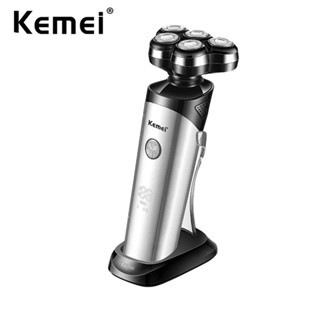 Kemei มีดโกนหนวดไฟฟ้า 5 ใบมีด แบบชาร์จไฟได้ IPX5 ล้างทําความสะอาดได้ สําหรับผู้ชาย