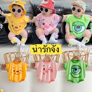 [พร้อมส่ง] ชุดรอมเปอร์รอมเปอร์ ทรงสามเหลี่ยม ลายหมู สีชมพู แฟชั่นฤดูร้อน สําหรับเด็กผู้ชาย และผู้หญิง