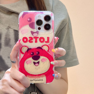 เคสโทรศัพท์มือถือ ลายการ์ตูนดิสนีย์หมี สตรอเบอร์รี่น่ารัก สีชมพู สําหรับ iPhone 14Pro max 13Pro max 12Pro max 14Pro 13Pro 12Pro 11 12 13 14 case