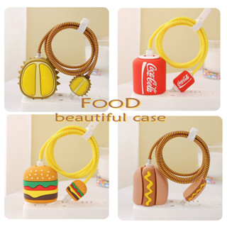 Egg Burger 20w เคสป้องกันหัวชาร์จเร็ว ชุดสามชิ้น Apple Charger เคสป้องกัน รูปอาหาร สายชาร์จโทรศัพท์มือถือ เคสป้องกัน อะแดปเตอร์ไฟ เคสป้องกัน ป้องกันการแตกหัก ป้องกันการเสียรูป Cha