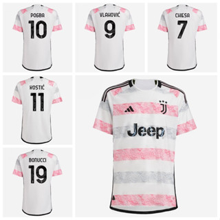 เสื้อกีฬาแขนสั้น ลายทีมชาติฟุตบอล Juventus Away Pogba Vlahovic Bonucci Gatti Kostic Chiesa ปี 2023-24