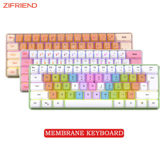 Zifriend G91 คีย์บอร์ดเมมเบรน 61 คีย์ RGB คีย์บอร์ดเกมมิ่ง สํานักงาน