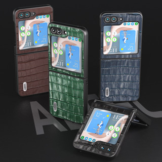 เคสโทรศัพท์มือถือ หนังวัว แบบบางพิเศษ ลายหนังจระเข้ สําหรับ Samsung Galaxy Z FLIP 4 3 5 flip3 flip4 Flip5