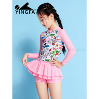 ชุดว่ายน้ําเด็กผู้หญิง สีชมพู Yingfa Upf50+ ป้องกันแดด สําหรับเด็กอายุ 4 ถึง 14 ปี