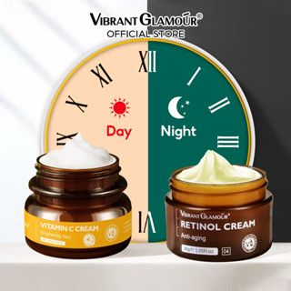 VIBRANT GLAMOUR FDA Naturals Retinol ครีม + วิตามินซี ครีมบํารุงผิวหน้า ชุดไวท์เทนนิ่ง ต่อต้านริ้วรอย ให้ความชุ่มชื้นแก่ใบหน้า 2 ชิ้น