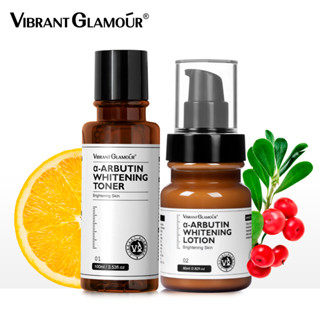 VIBRANT GLAMOUR FDA α-Arbutin เซรั่มบํารุงผิวหน้าไวท์เ โทนเนอร์ + โลชั่น Niacinamide 10% ช่วยให้ผิวกระจ่างใส 2 ชิ้น