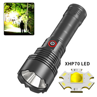 ไฟฉาย XHP70 1500LM 18650 26650 TYPE-C แบบชาร์จไฟได้ สําหรับตั้งแคมป์กลางแจ้ง