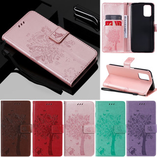 เคสโทรศัพท์หนัง PU นิ่ม ฝาพับ ลายต้นไม้ แมว พร้อมช่องใส่บัตร หรูหรา สําหรับ Xiaomi Mi 12T Redmi 12C A1+ 10A 10C K60 Note 11S Note 11E 5G Note 11 Pro