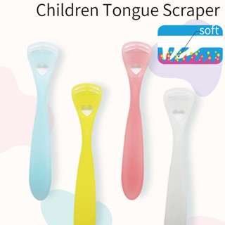 ที่ขูดลิ้นเด็ก สีฟ้า เหลือง ชมพู ขาว 4 สี 1 ชิ้น Children Tongue Scraper