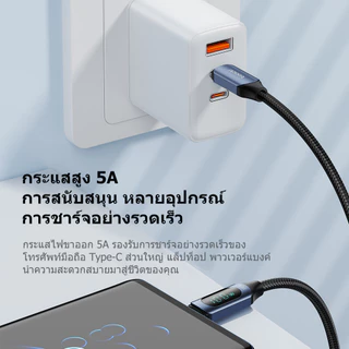 Toocki 100W 5A สายชาร์จเร็ว Type C to Type C สายดาต้า PD 4.0 จอแสดงผลดิจิตอล Cable