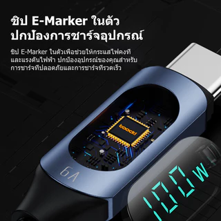 Toocki 100W 5A สายชาร์จเร็ว Type C to Type C สายดาต้า PD 4.0 จอแสดงผลดิจิตอล Cable