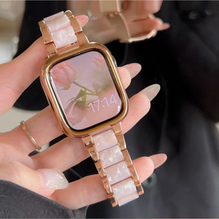 สายนาฬิกาข้อมือ โลหะ เรซิน หรูหรา แบบเปลี่ยน สําหรับ I Watch Strap Series11 10 9  8 7 6 5 4 3 2 1 SE SE2 Ultra Strap ขนาด 49 มม. 41 มม. 45 มม. 38 มม. 40 มม. 42 มม. 44 มม. สาย i watch Strap