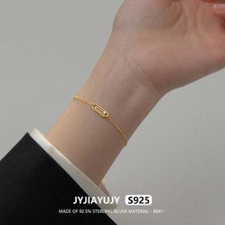 Jyjiayujy สร้อยข้อมือเงินแท้ 100% S925 ประดับเพทาย คุณภาพสูง เหมาะกับเป็นของขวัญ แฟชั่น B041