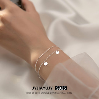 Jyjiayujy สร้อยข้อมือเงินสเตอร์ลิง 100% S925 สองชั้น ขนาดเล็ก คุณภาพสูง เหมาะกับเป็นของขวัญ แฟชั่น B046