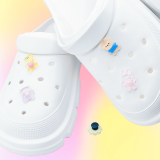 เสน่ห์ของ Crocs ชุดเซ็ตการ์ตูนหมี หัวเข็มขัดรองเท้า Crocs ตกแต่งด้านบนรองเท้า Accessories