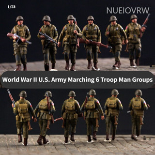 โมเดลฟิกเกอร์ทหาร WWII US Army Marching 6 Soldiers Special Commando Unit 1/72 ของเล่นสําหรับเด็ก