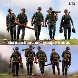 โมเดลฟิกเกอร์ทหาร Wwii German Army Marching Group เรซิ่น 1/72 5 ชิ้น