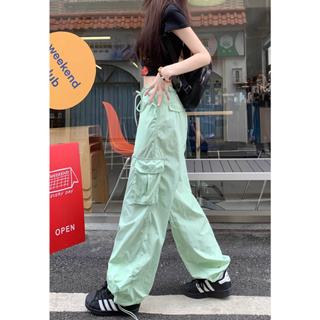 American style casual Cargo pants for women with slim waist and loose wide leg trousers for women