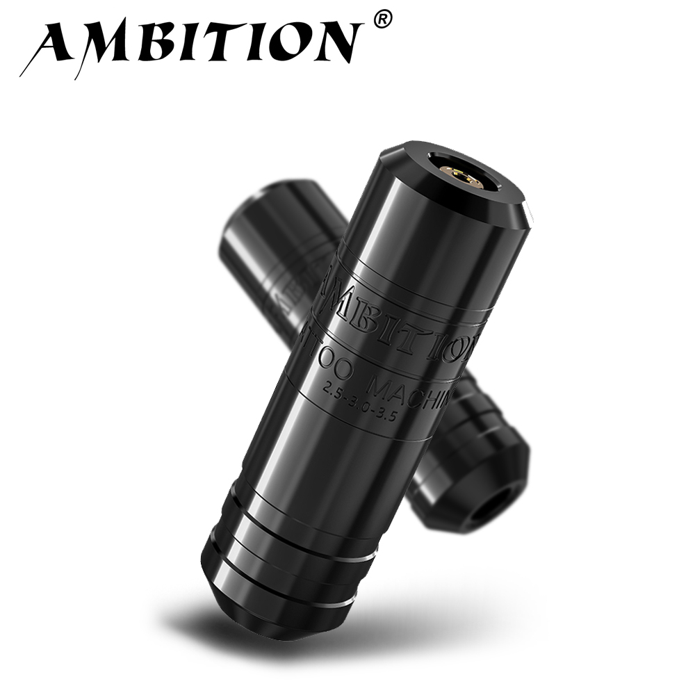 Ambition ชุดปากกาสักโรตารี่ไร้สาย 28 มม. 2 จังหวะ 2.5-3.0-3.5 มม. แบตเตอรี่ RCA 1600mAh สําหรับร่างกาย