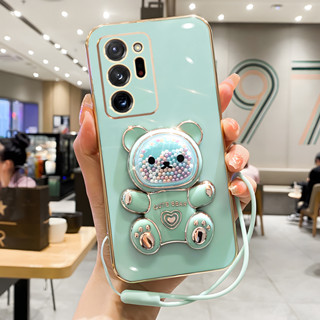 เคสโทรศัพท์มือถือนิ่ม ลายหมีกอด พร้อมขาตั้ง สําหรับ Samsung Galaxy note20 ultra note10+ note10 lite note9 note8