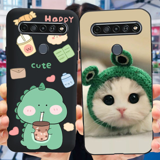 เคสโทรศัพท์มือถือ ซิลิโคนนิ่ม ลายไดโนเสาร์ แมวน่ารัก K61 2020 K 61 LM-Q630 สีดํา